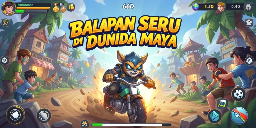 Tangkapan layar utama 66D menampilkan aksi balapan yang mendebarkan di lintasan yang menantang.