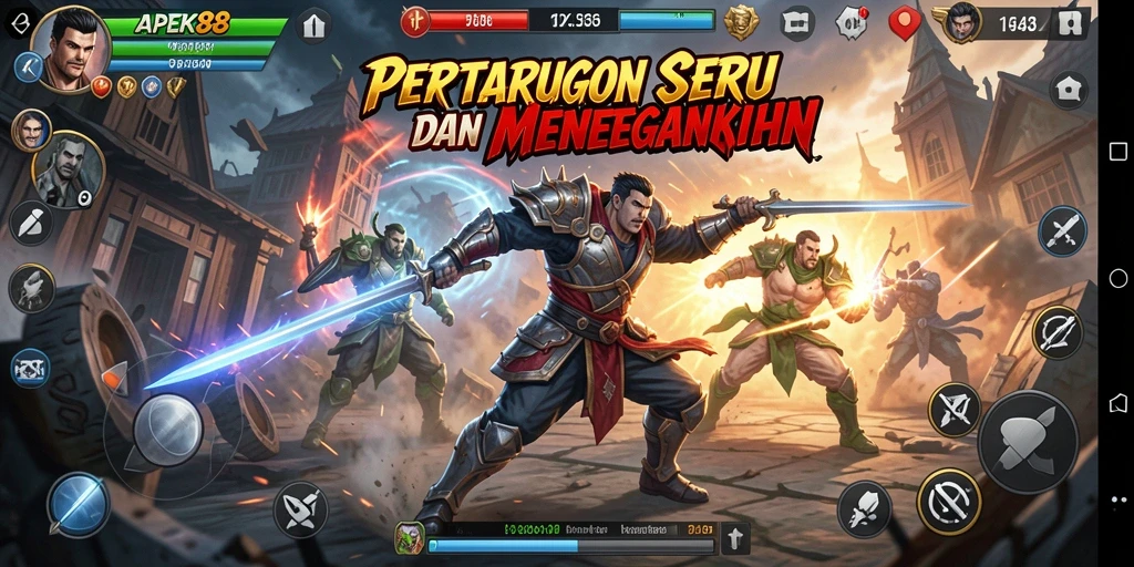 Tampilan menarik dari gameplay pertarungan APEK88 yang penuh aksi.