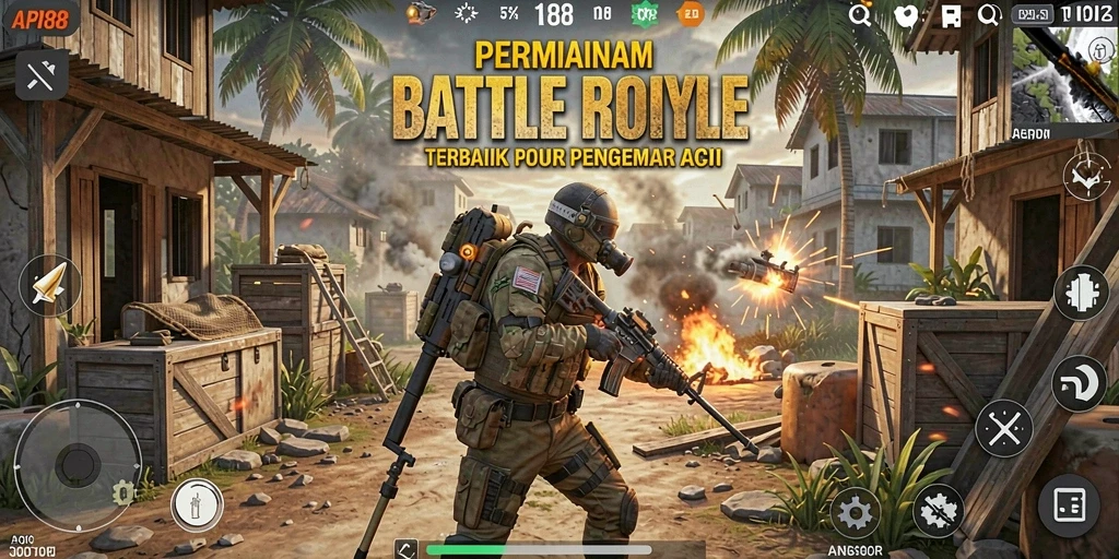 Screenshot menampilkan aksi seru dalam permainan Battle Royale API88.