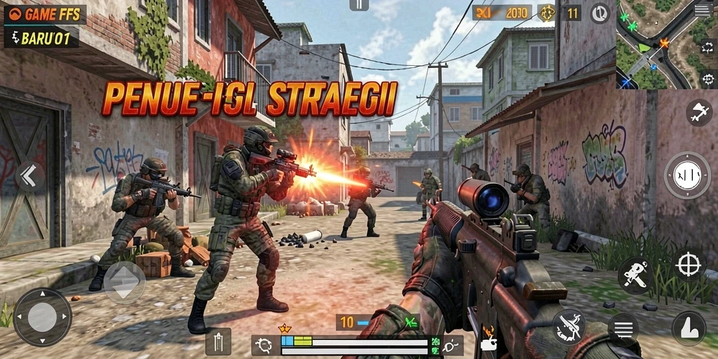 Tampilan gameplay menarik dari BARU01 dalam aksi tembak-menembak.