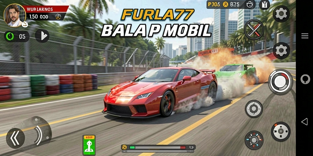 Screenshot utama FURLA77 yang menunjukkan aksi balapan mendebarkan.