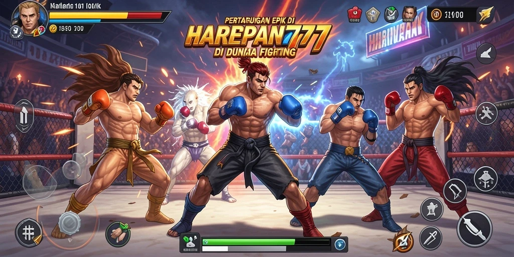 Tampilan gameplay aksi seru di arena Fighting.
