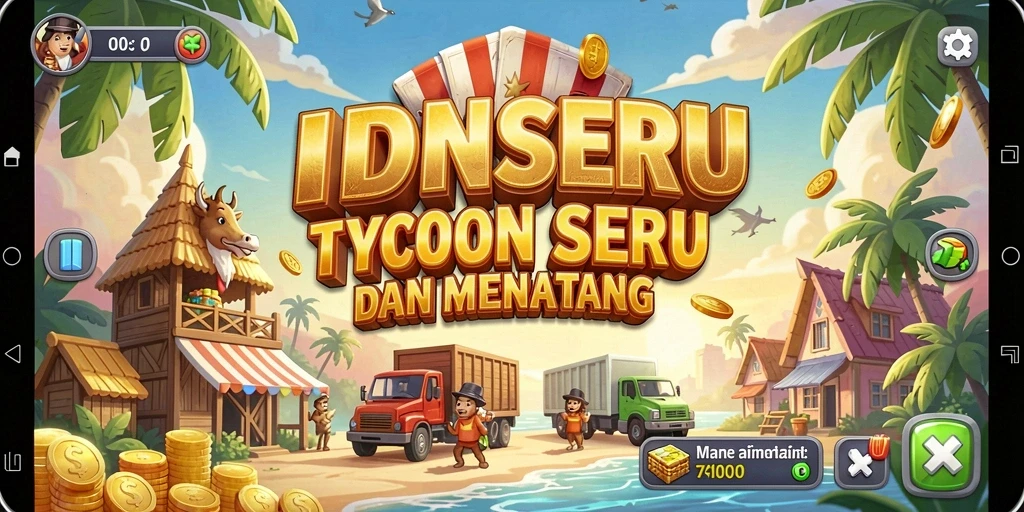 Tampilan gameplay seru IDNSERU yang menantang strategi bisnis.