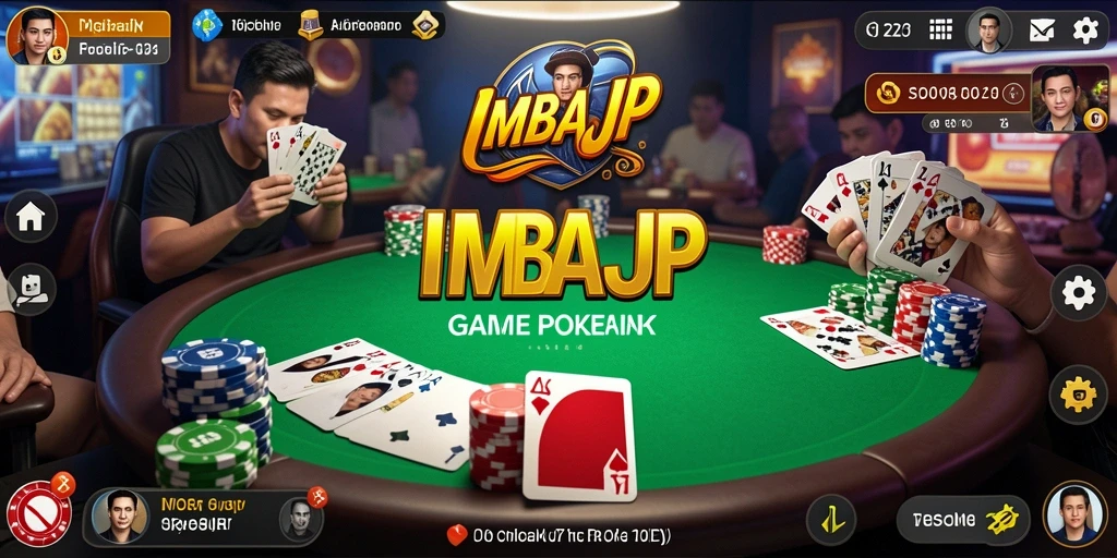 Screenshot gameplay IMBAJP yang menunjukkan aksi Poker seru.