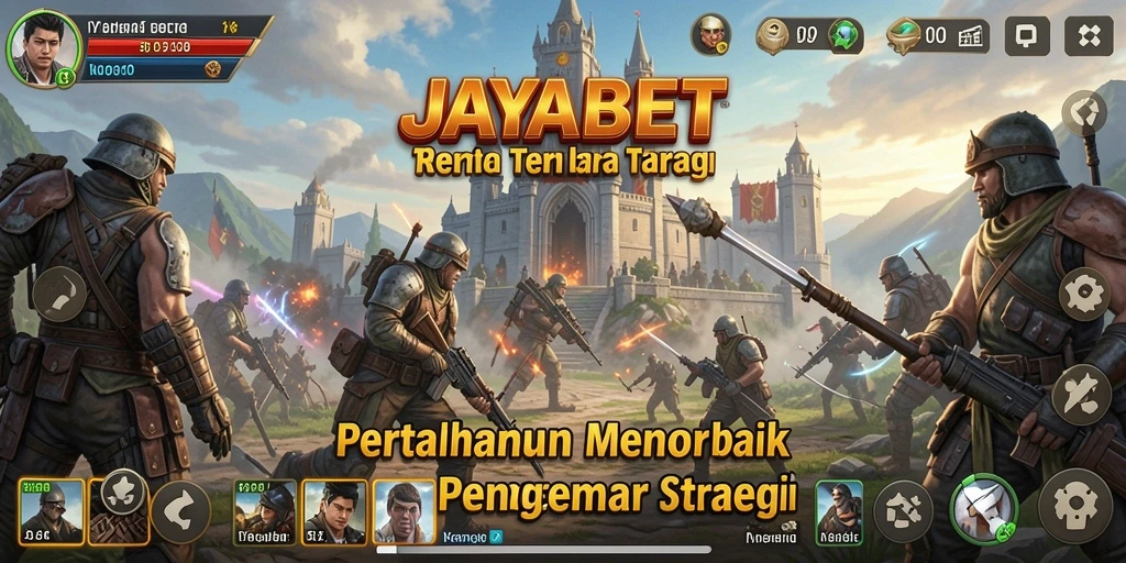 Screenshot utama JAYABET menampilkan aksi penuh strategi Tower Defense.