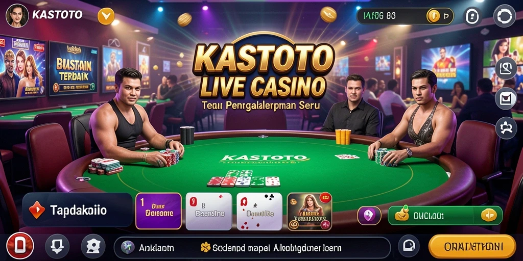 Screenshot KASTOTO menampilkan dealer langsung dan atmosfer kasino yang nyata.