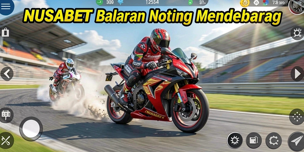 Gameplay NUSABET menampilkan balapan motor yang mendebarkan dan grafis menarik.