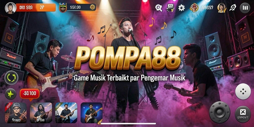 Tampilan utama gameplay POMPA88 dengan berbagai fitur musik interaktif.