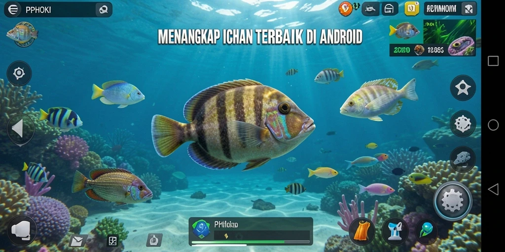 Tampilan gameplay PPHOKI yang menakjubkan saat menangkap ikan.