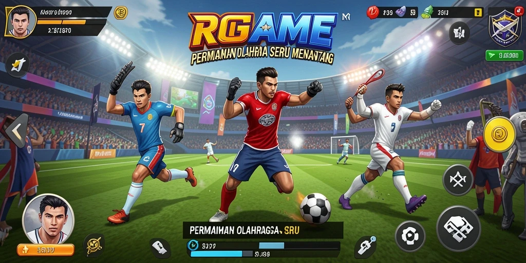 Tangkapan layar RPGAME menunjukkan aksi seru dalam permainan olahraga.