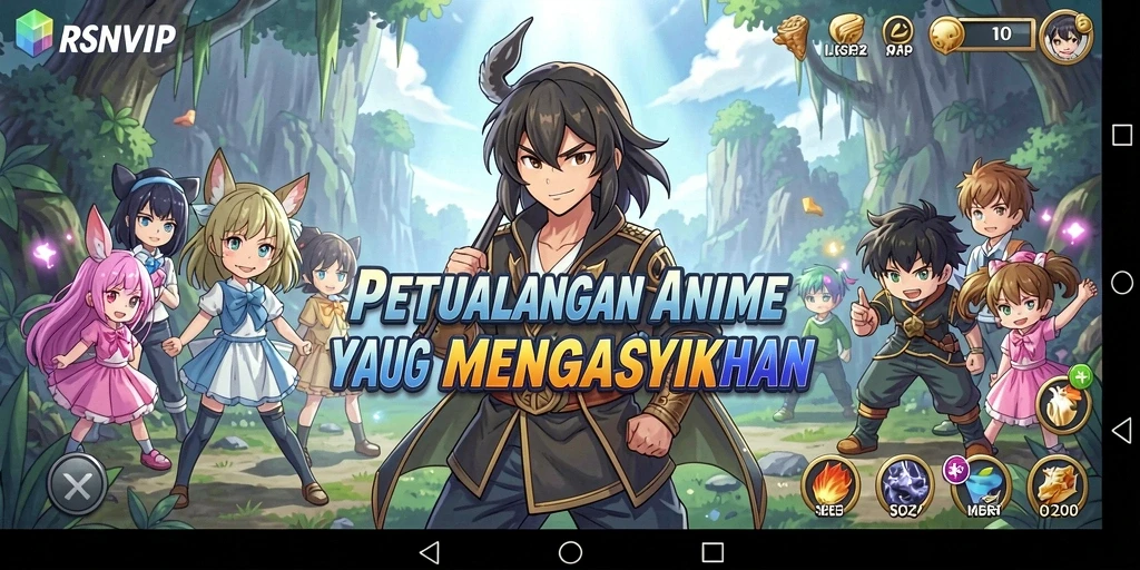 Gameplay RSNVIP yang penuh warna dan karakter anime yang menarik.