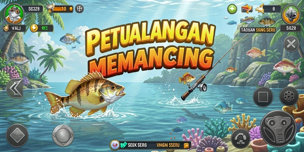 Screenshot SE328 menampilkan gameplay menarik saat menangkap ikan.