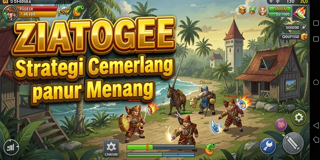 Screenshot gameplay ZIATOGEL menampilkan momen mendebarkan di arena strategi.